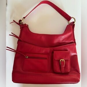 Y2K Vintage ILI Red Leather Shoulder Bag